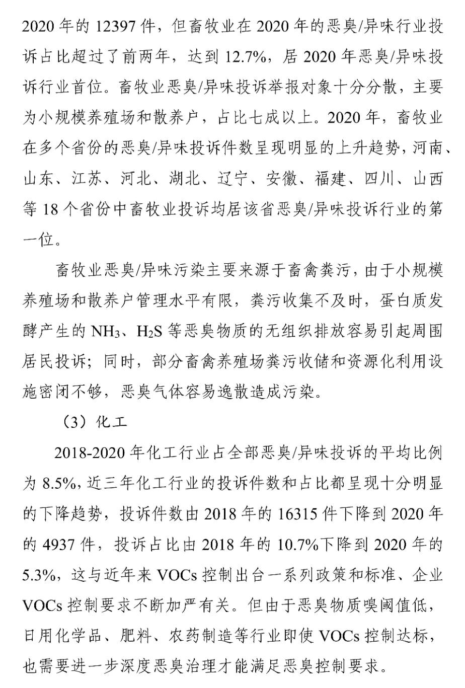 國家生態環境部關於印發《2018-2020年全（quán）國惡（è）臭/異味汙染投訴（sù）情況分析》報告